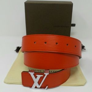 Like New Authentic Red Belt Silver Buckle